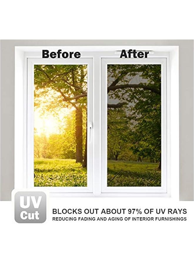 WPCTEV Window Film One Way Mirror Film Daytime Privacy Static Non-Adhesive Decorative Heat Control Anti UV Window Tint for Home and Office Black Silver 6 Mil 17.5 Inch x 6.5 Feet - Image 5